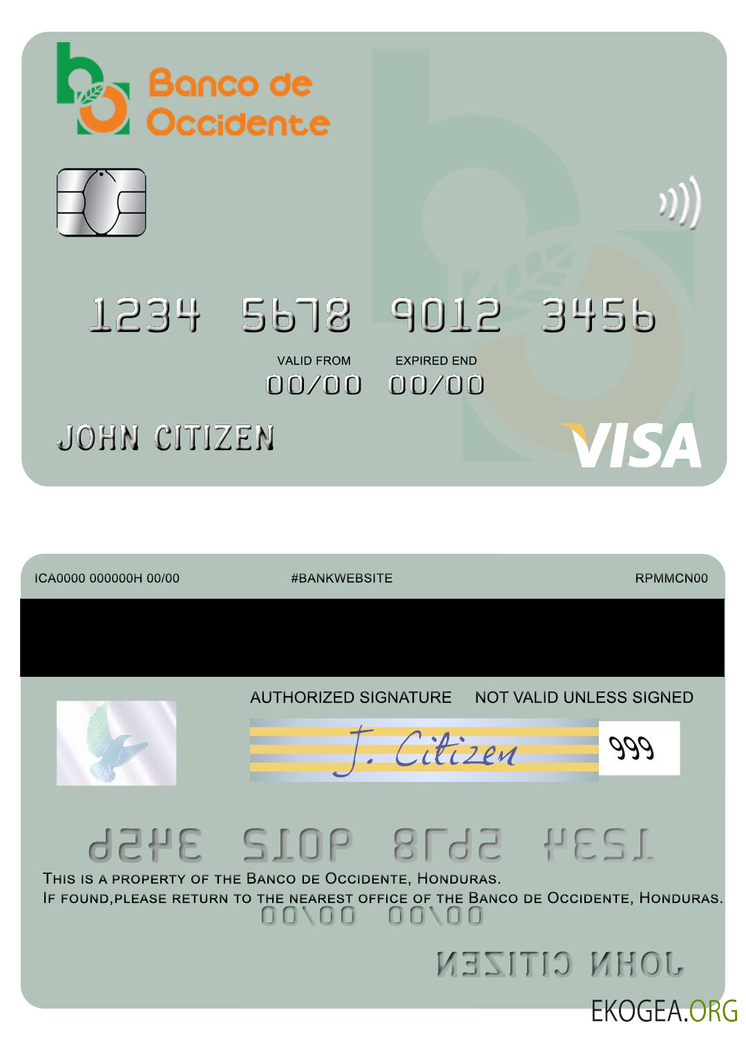 Carte visa Honduras Banco de Occidente